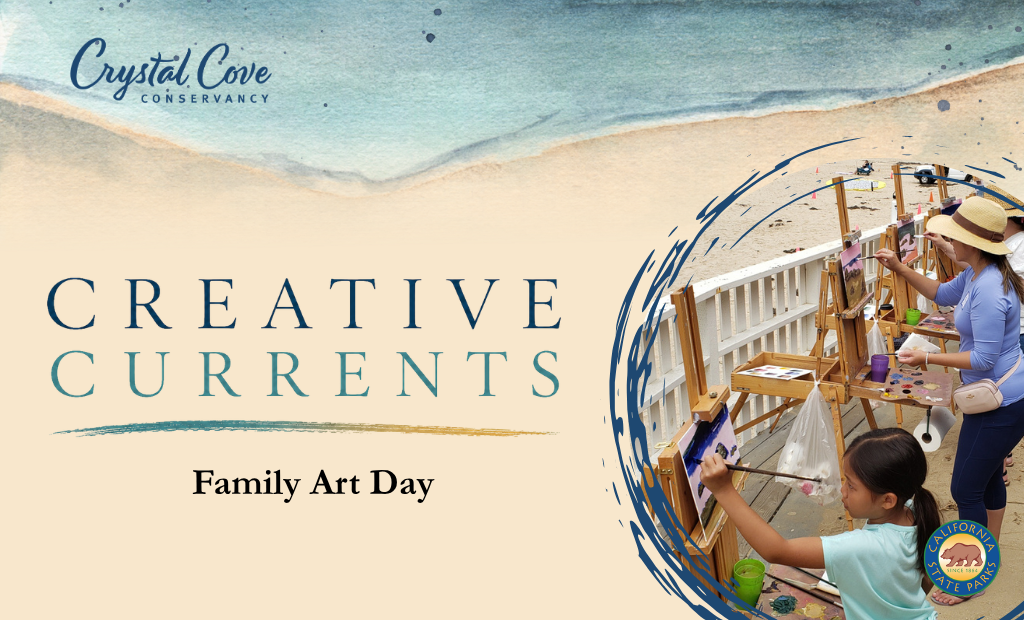 water colored waves with people painting on easels framed by paint lines