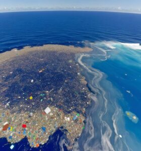 Large "island" of human rubbish floating in the Pacific Ocean